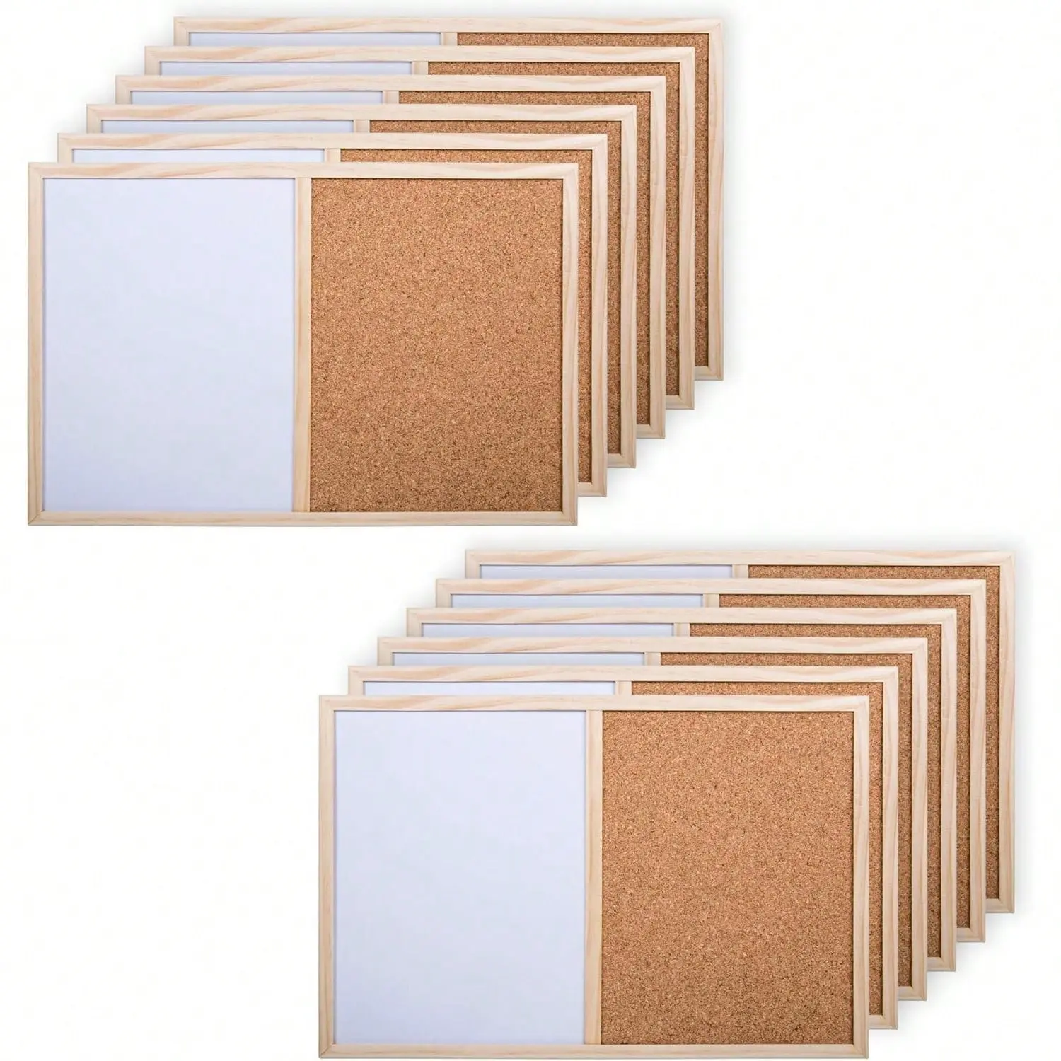 1pc Half Cork Board Half Whiteboard Bulletin Board, Pine Wood Frame, Classic Color, Hanging Multifunctional Design for School Office Home, Creative Home Decor, Home Decor Accessories