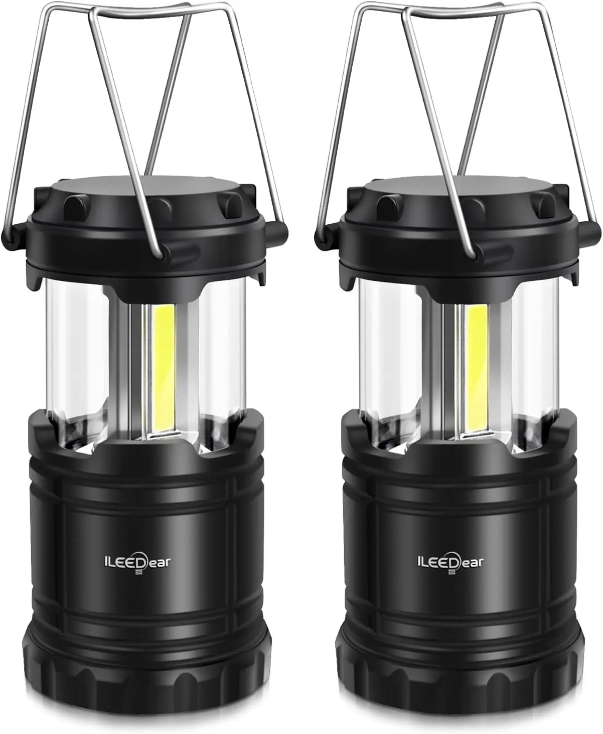 2 Packs Small LED Camping Lantern, Battery Operated Lights, Adjustable Brightness for Camping, Emergencies, Power Outages, Outdoor Collapsible Lanterns, 2 Pack ILEEDear