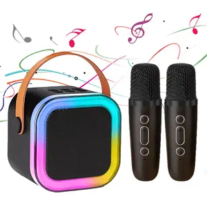 Karaoke Machine for Kids Adults, Portable Bluetooth Mini Karaoke Microphone Singing Speaker with 2 Wireless Mic and Light,Toys for All Smartphones,Birthday, Family,Home Party wireless  karaoke