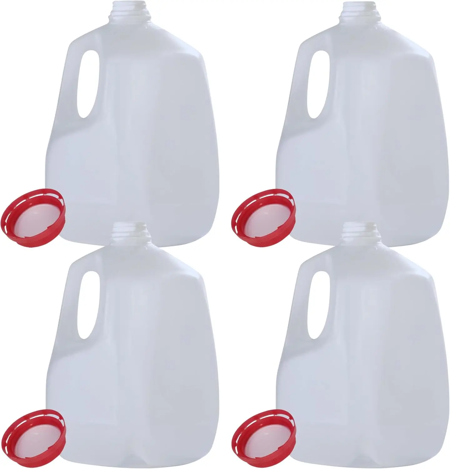 (4 PACK) 128 Oz Empty Plastic Gallon Juice Bottles with Tamper Evident RED Caps - Smoothie Bottles - Ideal for Juices, Milk, Smoothies, Picnic's and Even Meal Prep - Made in USA