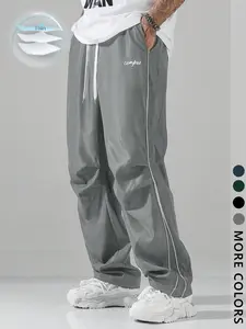 Unisex Street Style Loose Fit Casual Straight Leg Graphic Pocket Pants, Breathable Streetwear Sportswear for Hip Hop Rap, High Street Culture, Men's Gift, Couple