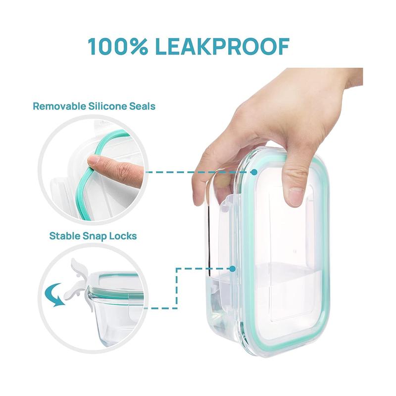 12-Pack Glass Food Storage Containers | 4-Color Airtight Lids | Meal Prep Essential for Weekly Planning | TikTok Home Organizing Hack