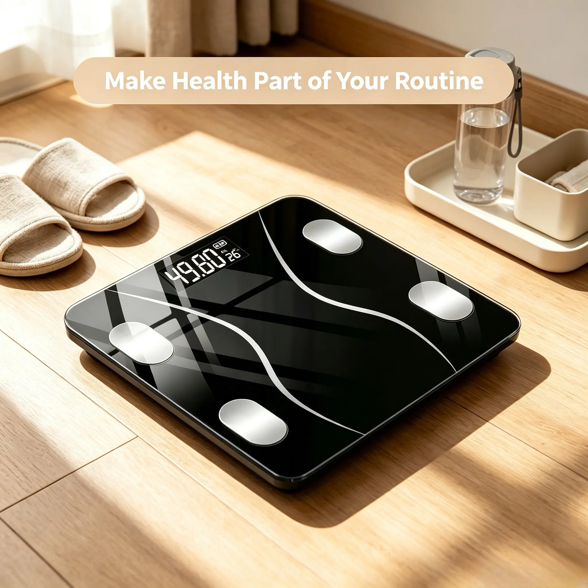 HealthTech Smart Scale - Digital Body Weight Scale with LED Display for Home Use - Make Health Part of Your Routine