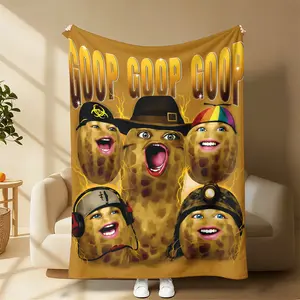 Goop Goop Goop Funny Peanut Meme Print Flannel Blanket Cooling Blanket Homegoods Soft Cozy For Bedroom Living Room Sofa Couch For Meme Lovers Teens Adults Perfect Gift Suitable for all four seasons cozy flannel blanket