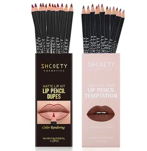 SHCOETY Matte Lip Liner Set 24 Pieces Waterproof Lip Pencils Assorted Colors for Daily Use and Gifts Perfect for Makeup Enthusiasts