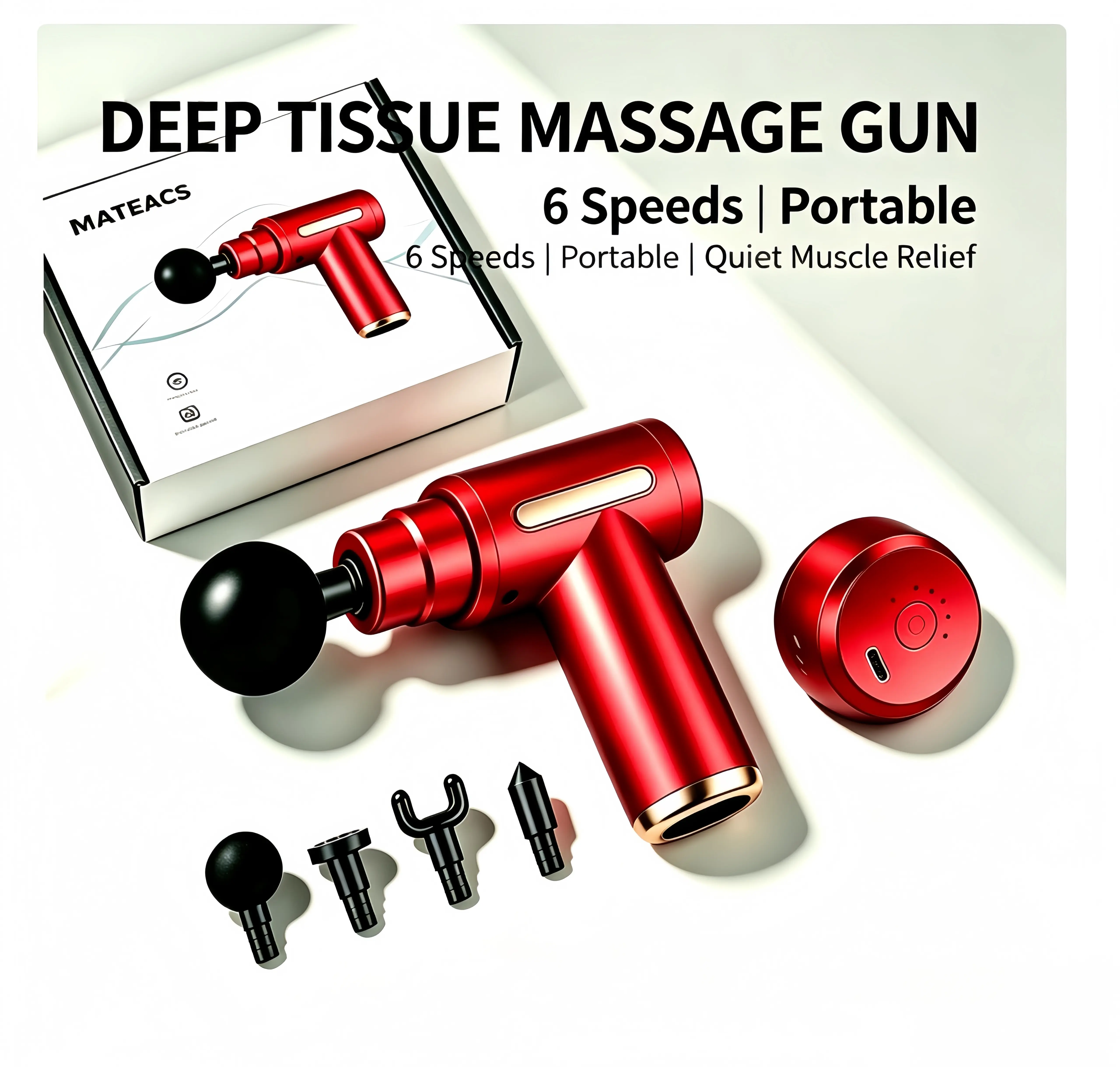 Portable 4-in-1 Massage Gun, Neck Shoulder Relaxer, 6-Speed Vibration Adjustment, Adjustable Relaxing, Handheld Electric Massager Tool, Portable Muscle Massagers, Relaxation Aid, Ideal Gift for Men and Women