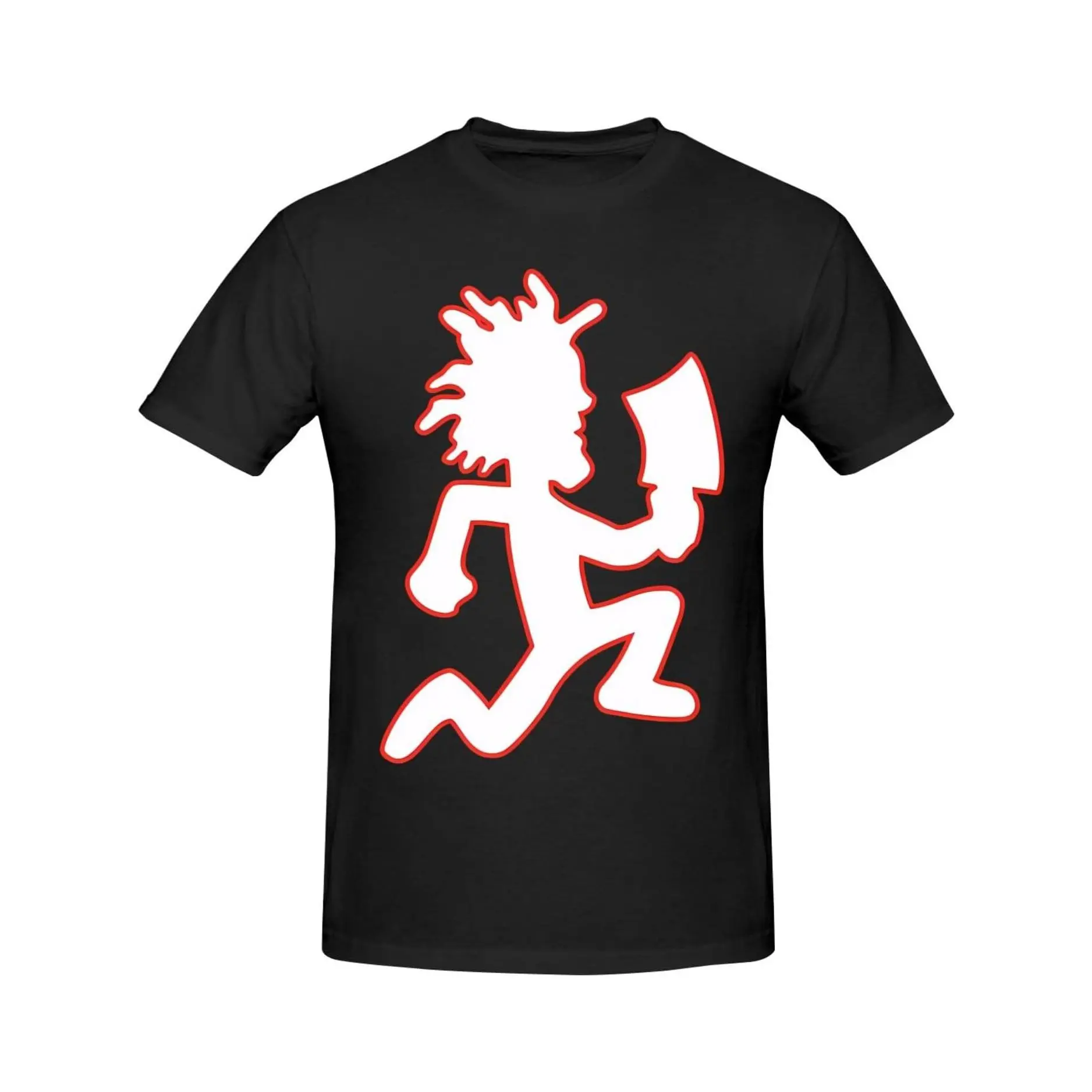 Men's Black Cotton Short Sleeve T-Shirt - Hatchetman ICP Graphic Print, Casual Round Neck Tee for All Seasons, Soft & Comfortable Fit