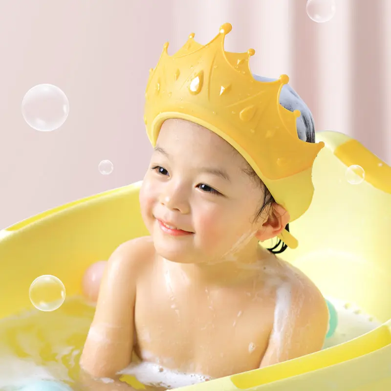 Shower Cap Shield, Shower, Cap Visor Hat for Eye and Ear Protection, Cute Crown Shape Makes Bath More Fun