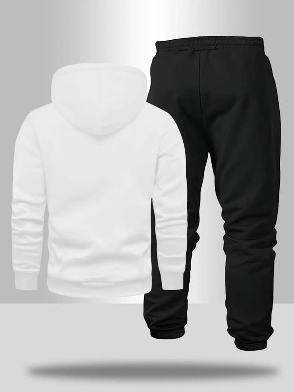 Men's Stylish Calvin Graphic Tracksuit, Casual Sweatsuits: Black Hoodie and Jogger Set with Gold Logo Print, Perfect for Urban Streetwear and Casual Daily Outfits