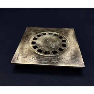 Engraved Brass Floor Drain with Bronze Finish