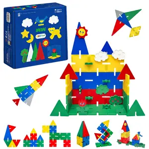 2026 New Arrival YRZtiles 58PCS Magnetic Tiles, Unique Snap Buckle Lock Design, 2-in-1 Magnetic & Buckle Building Blocks, More Stable Creative Stacking STEM Toy, Perfect Children's Day for Kids 3 4 5 6 Year Old Boys Girls