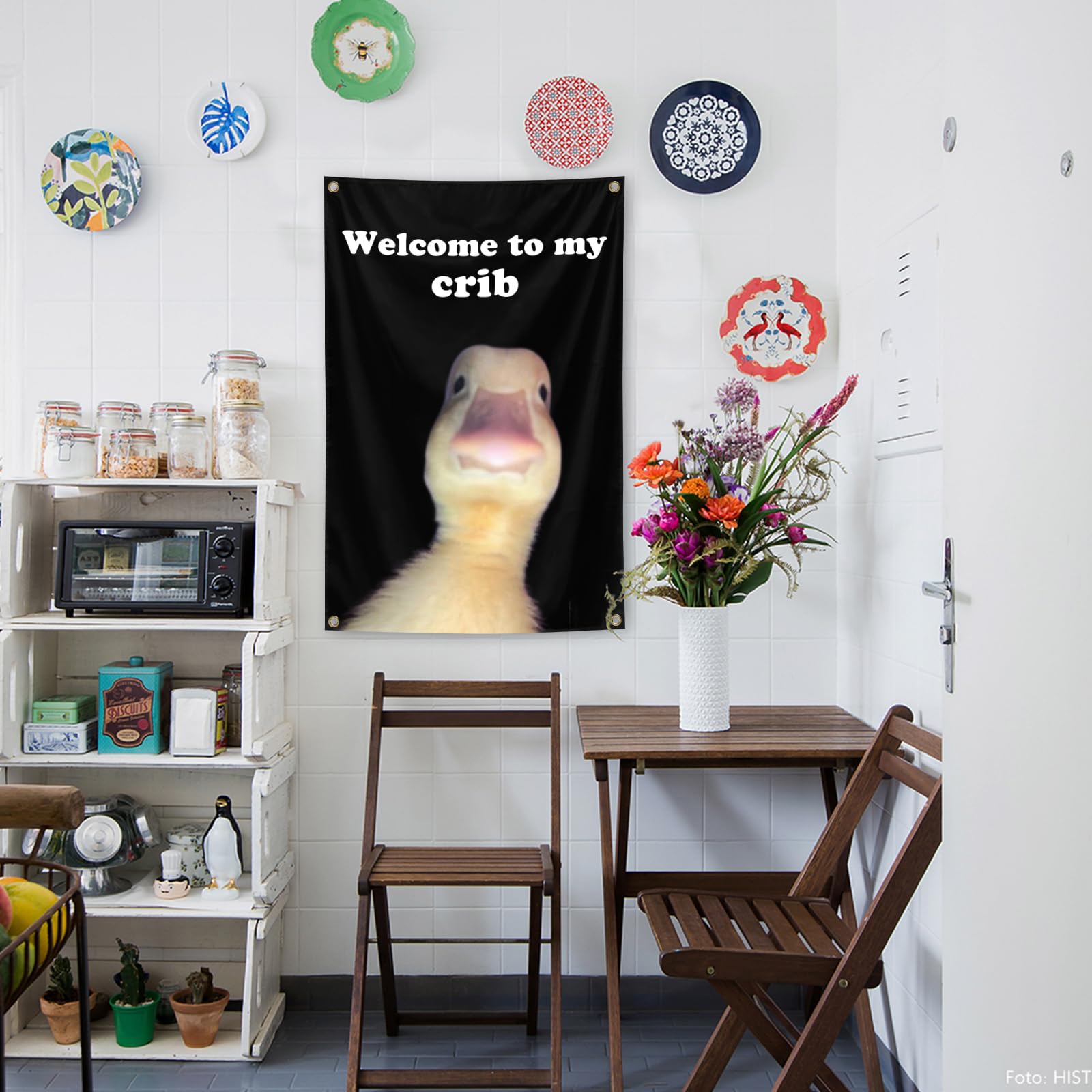 Welcome to My Crib Flag，2x3 Feet Tapestry Funny Poster Durable Man Cave Wall Flag with Brass Grommets room decor for bedroom Banner