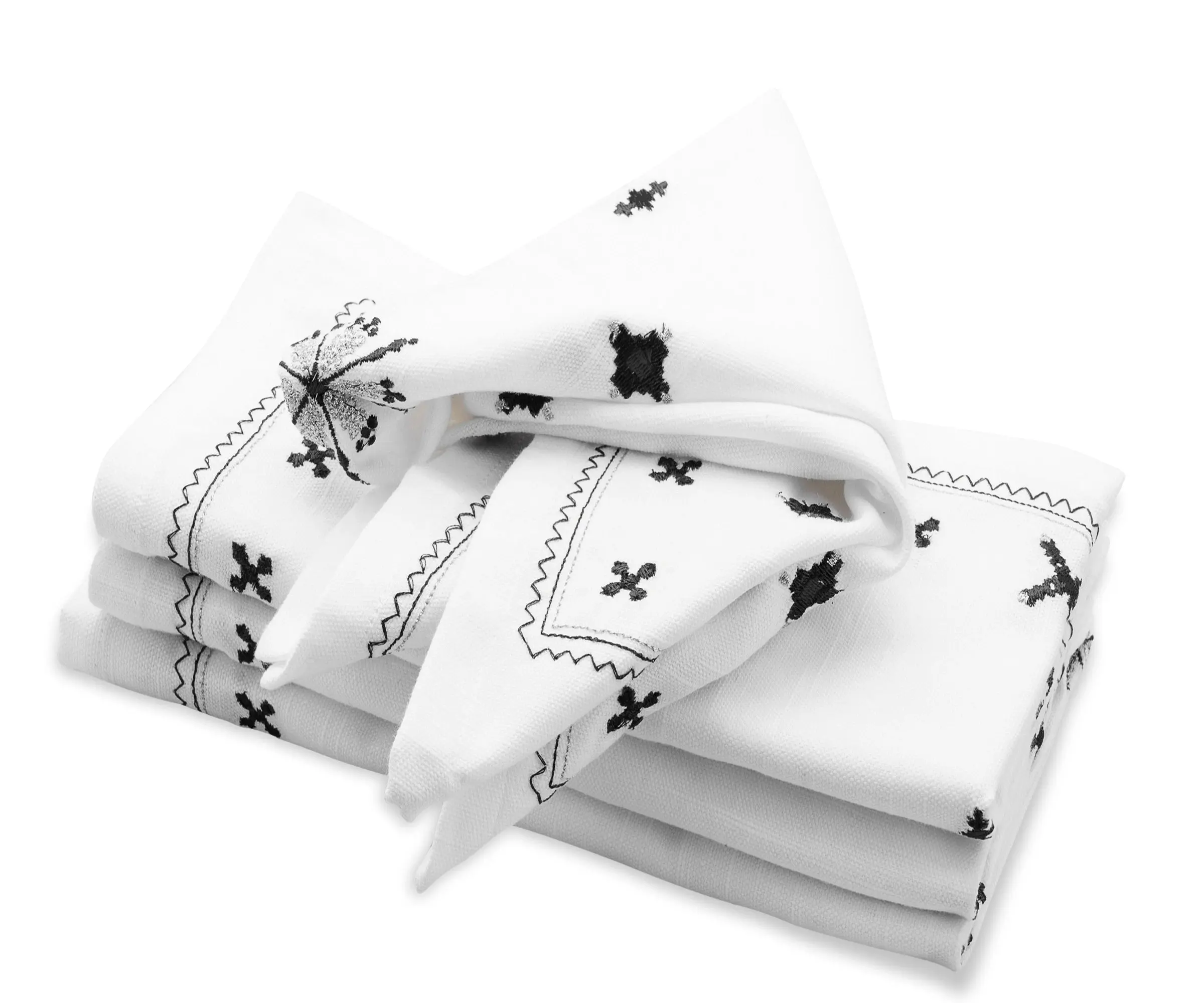 Embroidered Cloth Napkins - Black Embroidered Cloth Napkins - Black