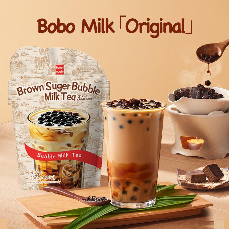 Homemade Boba Milk Tea Kit 6 Servings Authentic Taiwanese Bubble Pearl Milk Tea with Brown Sugar Tapioca Ready in Under One Minute Gluten-Free Vegetarian-Friendly Beverage Drinks