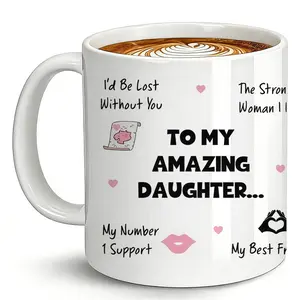 1pcs，Amazing Daughter Ceramic Mug, Daughter birthday, Best Daughter Coffee Mug, Christmas Daughter, Daughter Thinking Of You Gift,Perfect Birthday, Party, Holiday, Christmas Gift Idea