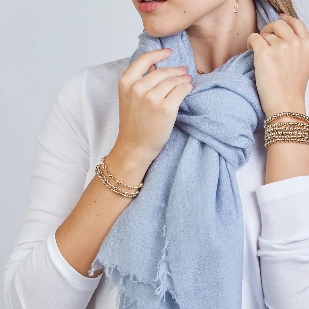 100% Mongolian Cashmere Scarf in Arctic Blue