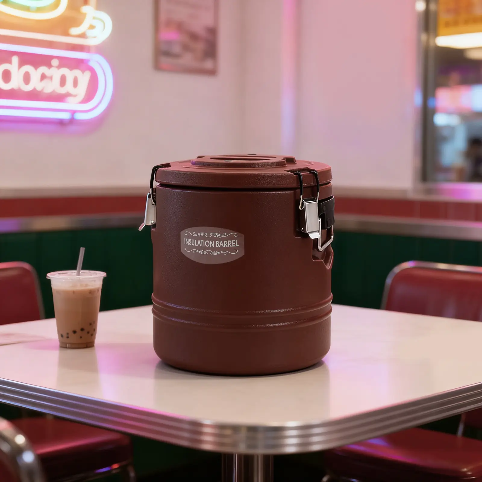 CNCEST 15.85Qt Freestanding Round Stainless Steel Insulated Portable Cooler Bucket with PE&PU Foam, Carry Handle for Camping, Outdoor Events (Kitchenware, Bar Utensils), Camping Cooler