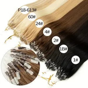 Luxurious 50pcs Human Hair Micro Loop Extensions Natural Straight Black & Brown 12-28 Inches 50g Each Straight 100% Human Hair Extensions for Women