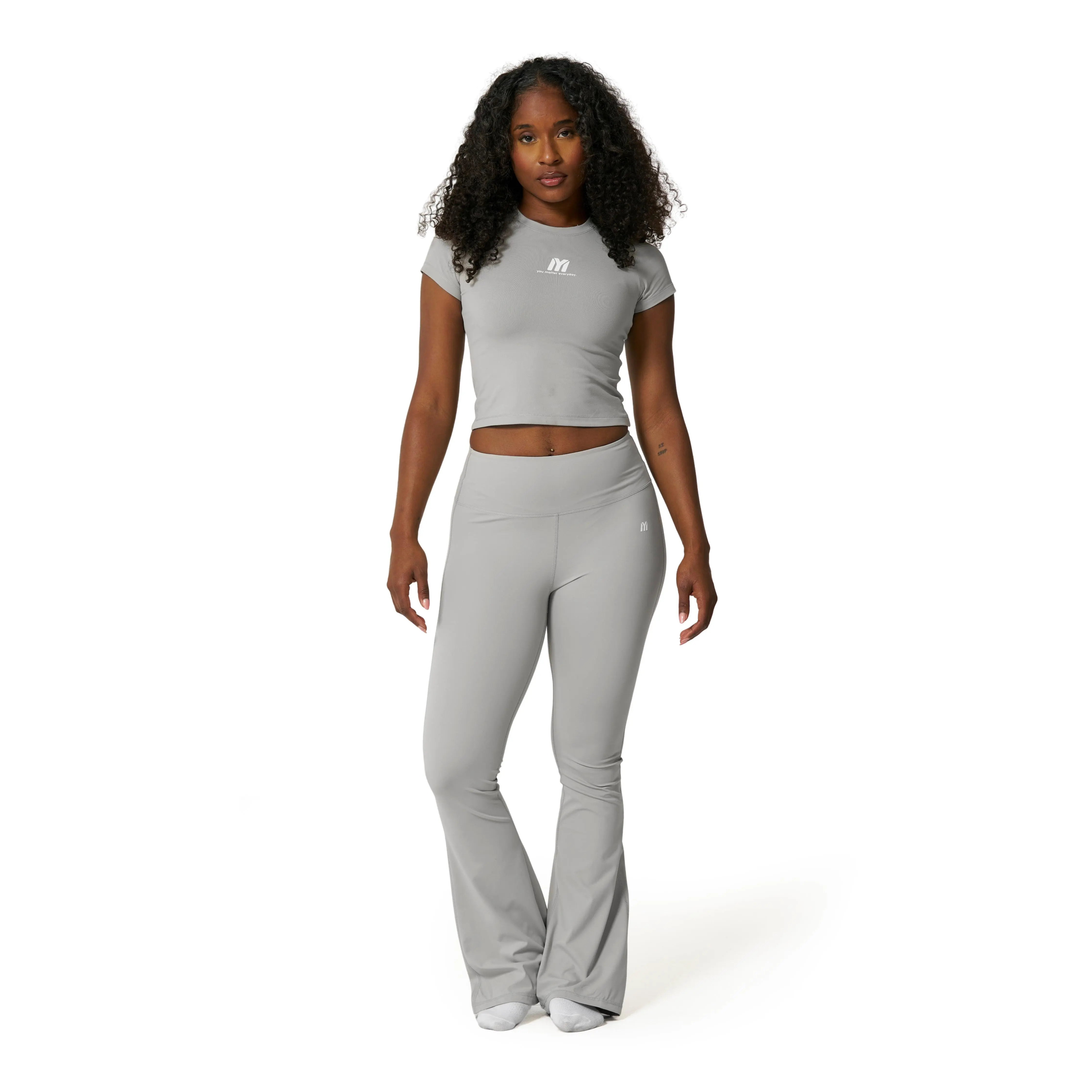 Women's "You Matter" Graphic Slogan Tee - Soft Nylon-Spandex Fitted Cropped Tshirt, Shirts for Women for Gym Workouts