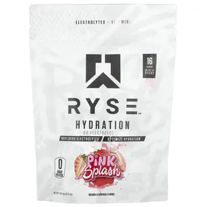 RYSE Hydration, On-The-Go Electrolyte Drink Mix, Pink Splash, 16 Sticks, 0.23 oz (6.4 g) Each