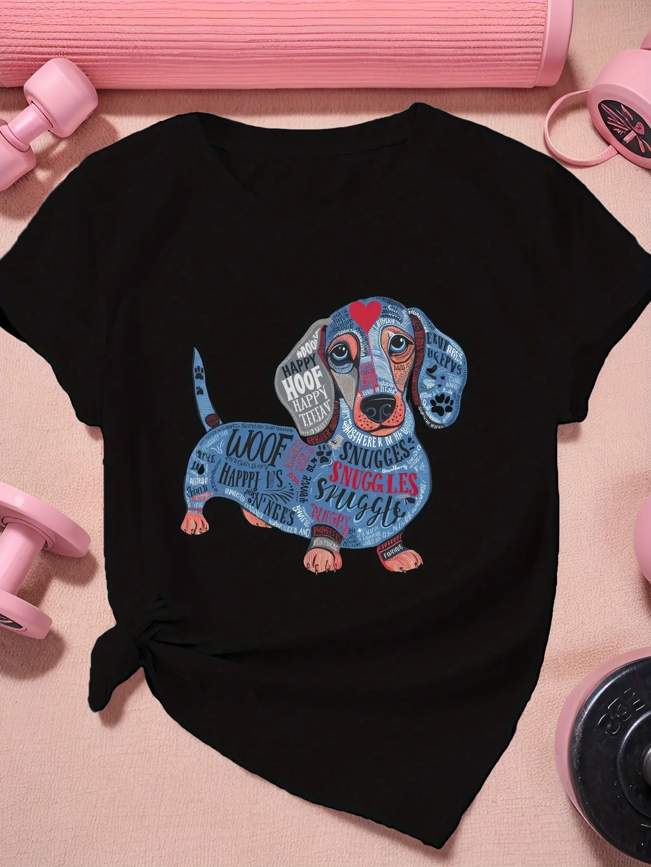 Dachshund with words Women's Plus Size Sports Short Sleeve T-Shirt