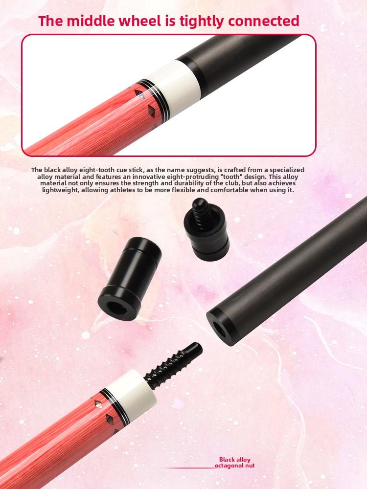 Carbon Fiber Pool Cue Stick with Abalone Shell Inlay, Pink & Black Design - 58-Inch Heavyweight 19-20oz Billiard Cue, Leather-Wrapped Grip & 11.8mm Tip for Tournaments, /Pro Use
