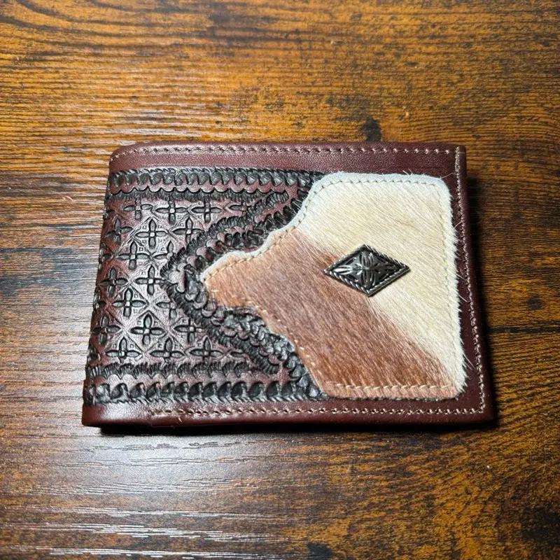 Men's Cowhide Wallet | Tooled Leather Wallet | Custom Branded Wallet | Gift for Men | Christmas Gift for Men, Cartera Vaquera Chica Pura Piel