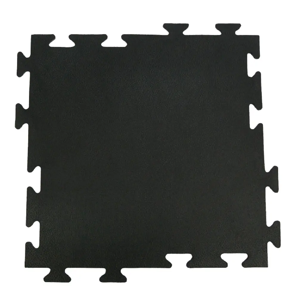 Rubber-Cal "Armor-Lock (Fitness)" Interlocking Rubber Tiles - 3/8in x 20in x 20in - Black Rubber Gym Mats