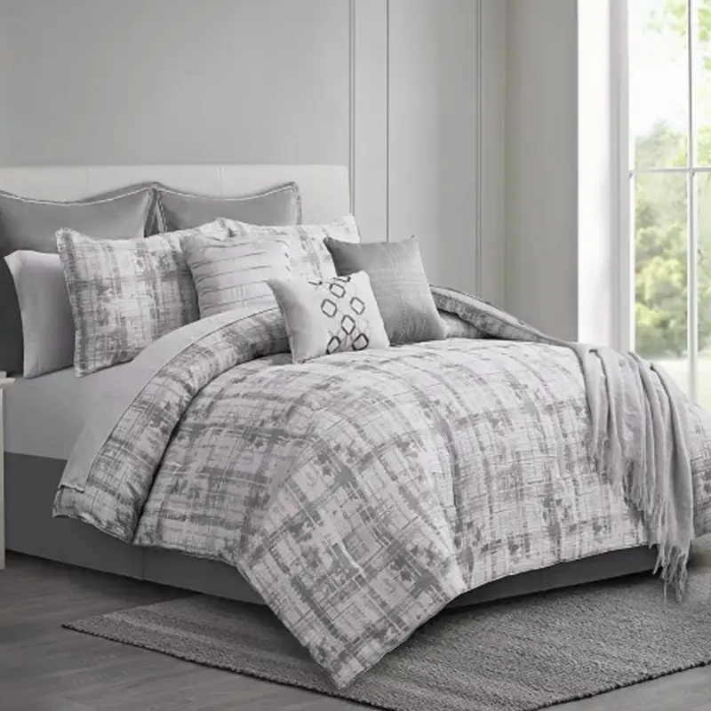 Macy’s Carlos 14-Pc. Queen Comforter Set - New, Sealed, Retail $400 - Bedroom Bundle, Modern Bedroom Decor, Geometric Graphic Bedding Set Collection (Final Sale)