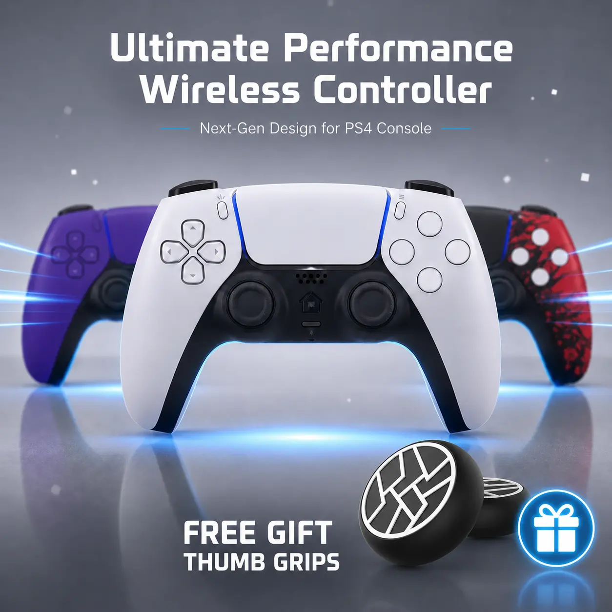 Pro Wireless Gaming Controller Compatible with PS4 PC Mobile Bluetooth Gamepad High Precision Joystick Anti Slip Thumb Grips Protective Case Included