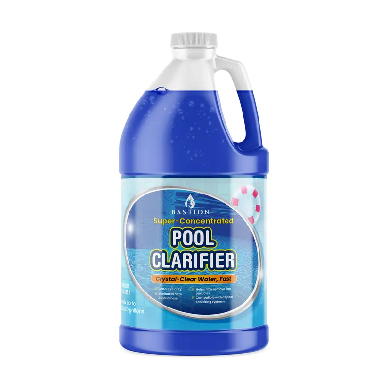Bastion Super Concentrated Pool Clarifier & Flocculant - 64 oz Non-Toxic Biodegradable Water Treatment, 1 oz Per Use for 5,000 gal, Fixes Cloudy Emergencies, Improves Filter Efficiency (For Above-Ground & In-Ground Pools)