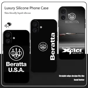 Beretta Gun Brand LOGO Phone Case For iPhone 17 16 15 14 13 12 X XR XS 8 Plus Mini Pro Max Soft black Shockproof Cover