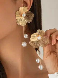 Elegant Flower Design Dangle Earrings, Fashionable Jewelry for Women, Trendy All-match & Exquisite Jewelry for Birthday Gift, High Quality Earrings
