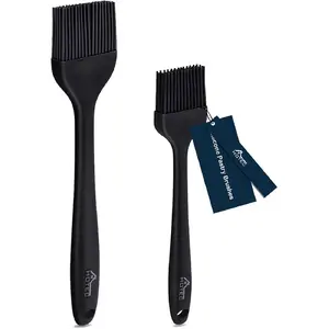 600 ℉   Heat Resistasnt Basting Brushes, BPA Free Silicone Pastry Brush, Spread Oil Butter Sauce Marinades for BBQ Grill Barbecue Baking Kitchen Cooking Dishwasher Safe (Black 2)