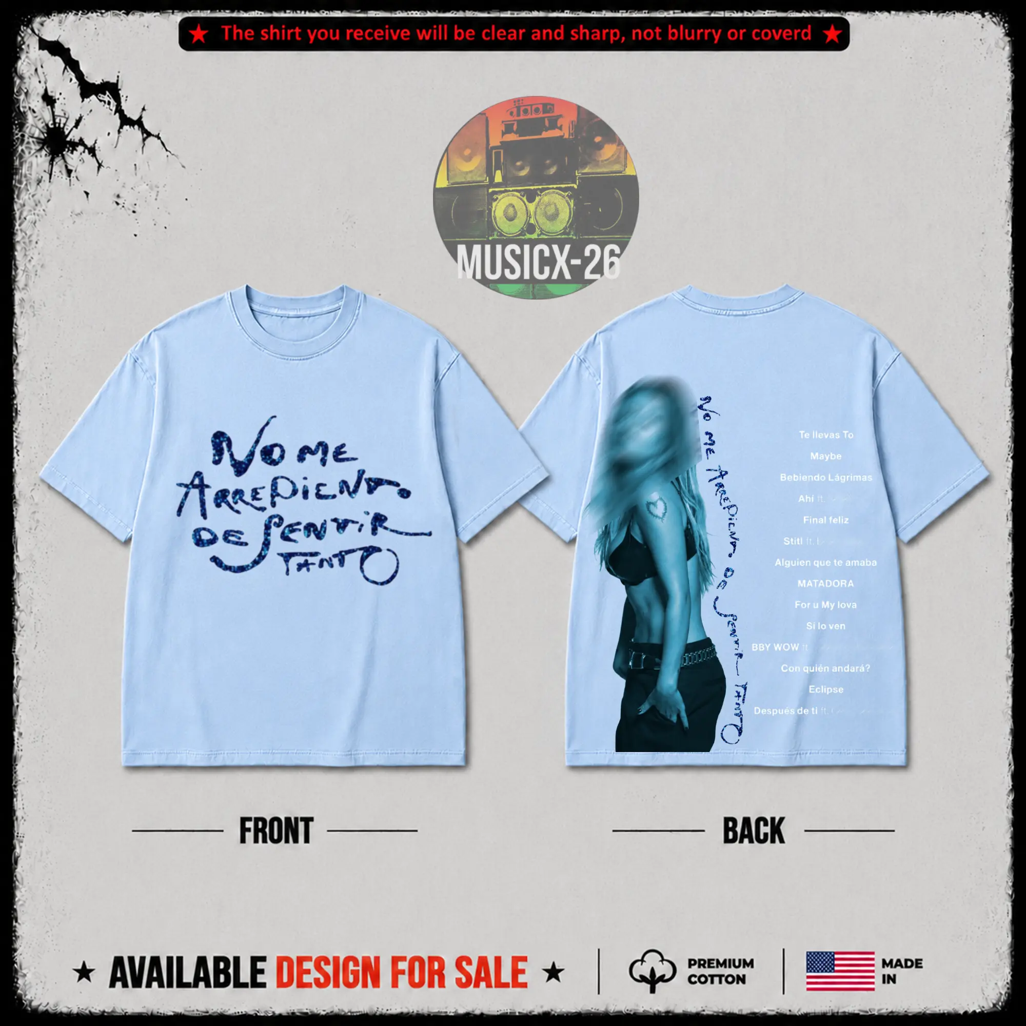 [X-26] La Bichota - New Album Tracklist 2026 Premium 100% Cotton T-Shirt, No Me Arrepiento De Sentir Tanto Merch Reggaeton Fan Graphic Tee, Tropitour Merch, Gift for La Bichota Fans Top Womenswear