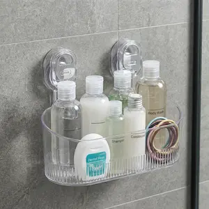 TikTok Shower Organizer with Strong Suction Cup Easy Install No Drill Wall Mounted Space Saving Bathroom Storage for Toiletries Skincare Samples Hair Ties