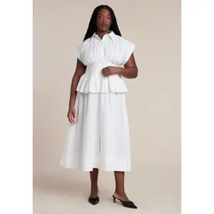 ELOQUII Women's Plus Size Peplum Poplin Shirt Dress