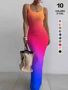 2026 European Style Elegance Thin Strap Knit Halter Long Dress, Summer Slimming Waist Bodycon Dress, Sexy Showcasing Figure and Legs, Trendy Chic Girl Dress Womenswear maxi dress dresses outfits