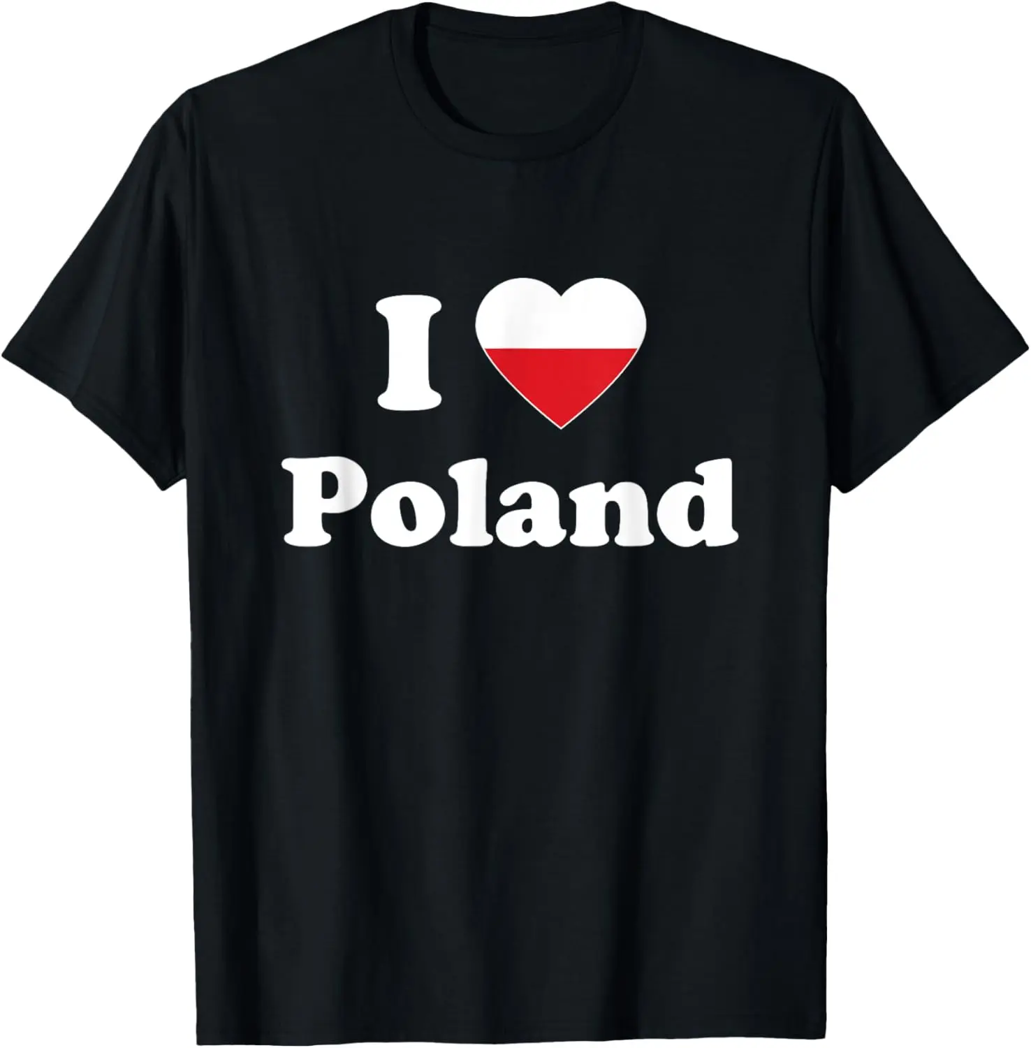 Women's 100% Cotton Short-Sleeve Round Neck Lady's Everyday Streetwear Top - Distressed "I Love Poland" Graphic Tshirt