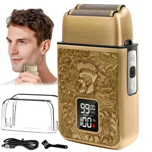 Largner Vintage Zinc Alloy Body, Full Body Wash Electric Beard Hair Shaver, Perfect Gift for Boyfriend Father's Day