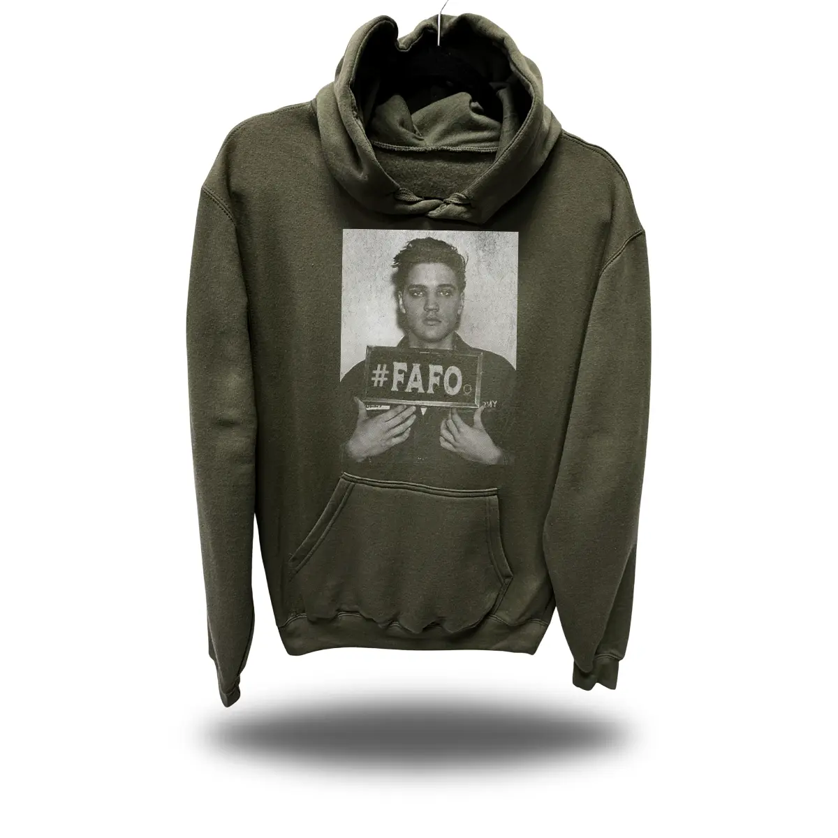Women's Elvis Military Green Casual Long-Sleeve Pullover Hoodie, Women's Tops & Sweatshirts