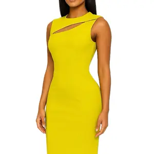 Poliester and Spandex Casual Women's Vestido 92% Poliéster 8% Spandex Linling, verde limón , Versatile Design - Womenswear