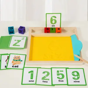 Wooden sand art board toy, 1 set English word spelling practice toy, early education toy for teenagers, birthday gift