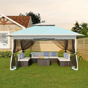 Canopy Tent 12x12 ft, Pop Up Gazebo One-Push Setup with 4 SandBags for Backyard Parties and BBQs, Mosquito Netting & Height Adjustable