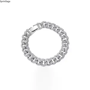 Diamond-encrusted Cuban chain bracelet men's and women's hip-hop dance bracelet cold wind jewelry