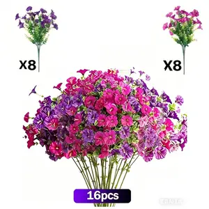 Artificial Flowers Set (16 Pieces), Home Garden Decorations, Porch Window Box Courtyard, Seasonal Celebrations, Spring Summer Decoration