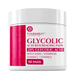 20% Glycolic Acid 50 Pads - Exfoliating Face Pads, At Home Chemical Peel Acne Facial Pads with Vitamin C for Skincare