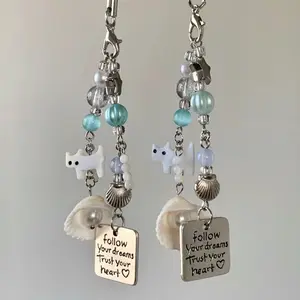 Summer Cat Shell Pendant Mobile Phone Charm Keychain Camera Chain Gift