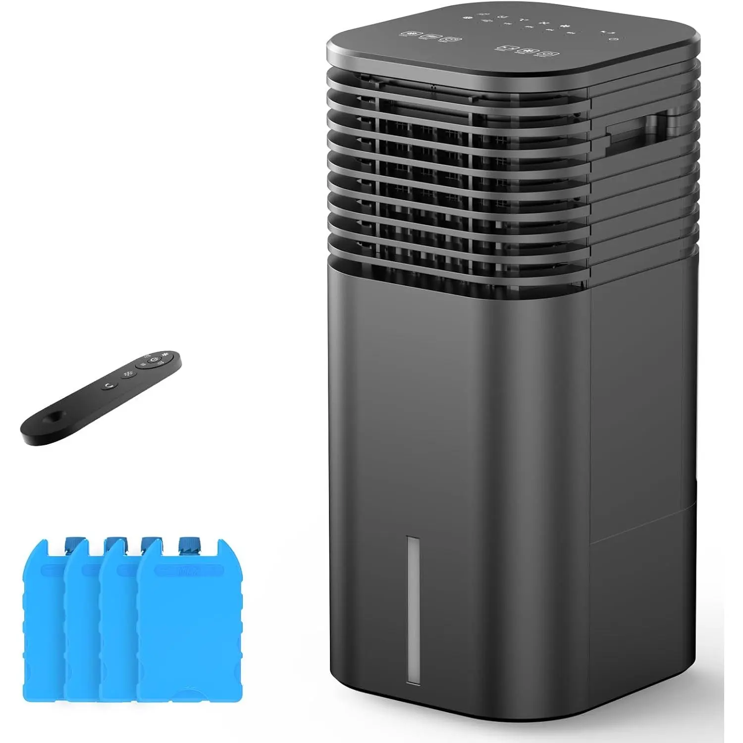 Residential Portable 3-in-1 Ventless Swamp Cooler, Rectangular Household Cooling Appliance (12x11x24in), 2-Gal Water Tank, 15-Hour Smart Timer, 120° Wide Oscillation, Wireless Remote, Cooling Mode, Auto Power Off for Home, Office
