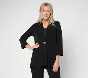 Susan Graver Petite Liquid Knit Cardigan w/ Novelty Button